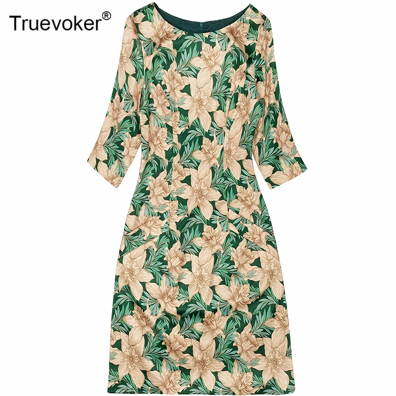 Truevoker дизайнерские осенние подиумные платья женские с коротким рукавом Необычные с цветочным принтом размера плюс 2XL праздничные платья