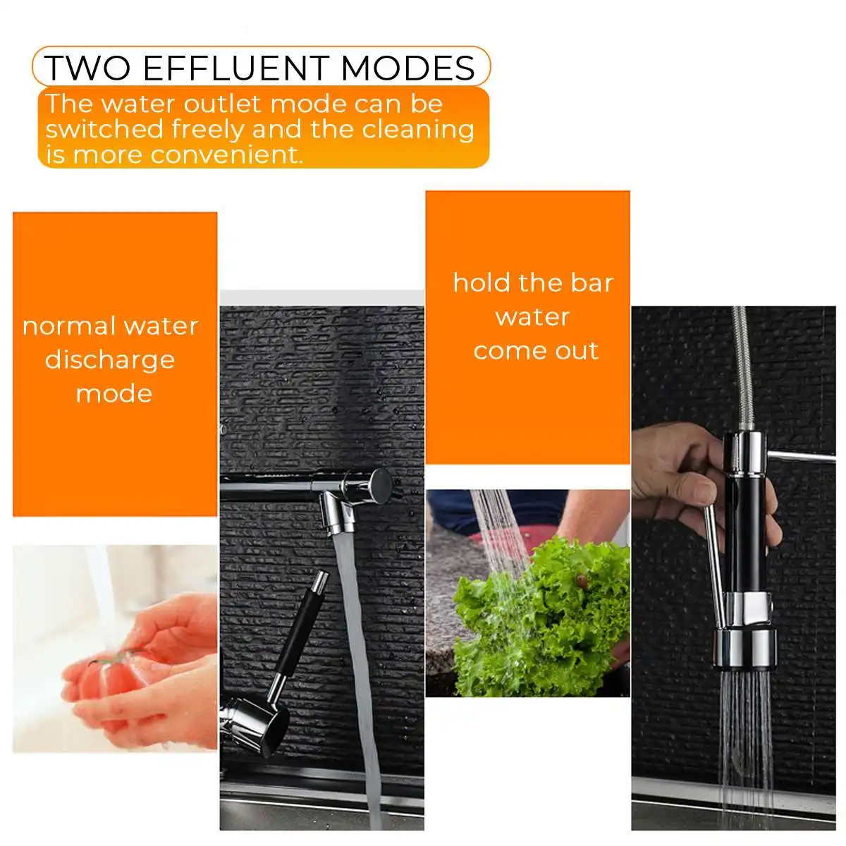  Kitchen Chrome Pull Out Side Spring Faucet Sprayer 360 Rotation Dual Spout Single Handle Mixer Tap  - 4000322347176
