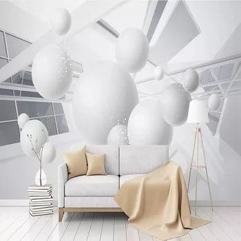 

Custom large mural 3D wallpaper Modern creative 3D expansion space sphere white gray TV back wall decor deep 5D embossed