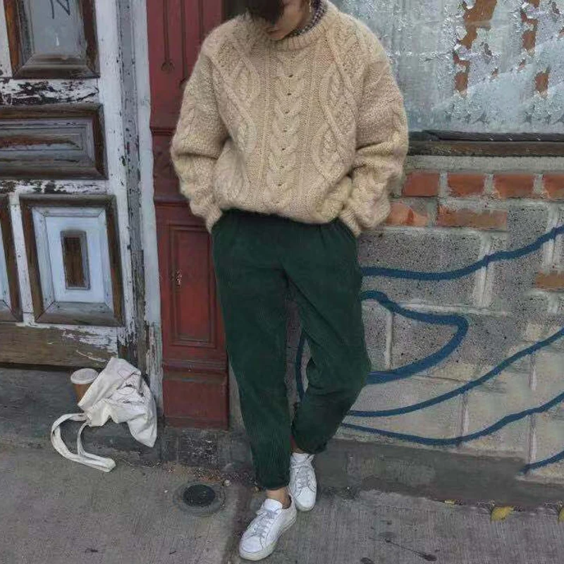 So In! Retro Color Corduroy Harem Pants High Waist Women Trousers Capris Autumn Winter Vintage Petite Pantalon Femme
