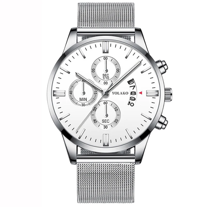 Fashion Mens Sports Watches Luxury Men Stainless Steel Mesh Belt Watch Male Business Quartz Wristwatch Leather Bracelet Clock 