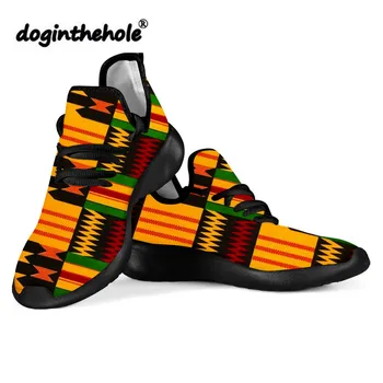 

doginthehole Women Shoes Ethnic Style African Printing Fashion Sneakers Ladies Mesh Flats for Females Spring Autumn Flat Shoes