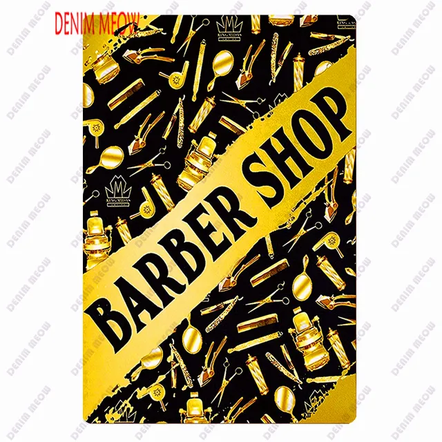 Hair Cutting Retro Plaque Metal Signs BARBER SHOP Vintage Painting Wall Art Posters Cafe Bar Pub Shave & Haircut Home Decor WY28 8