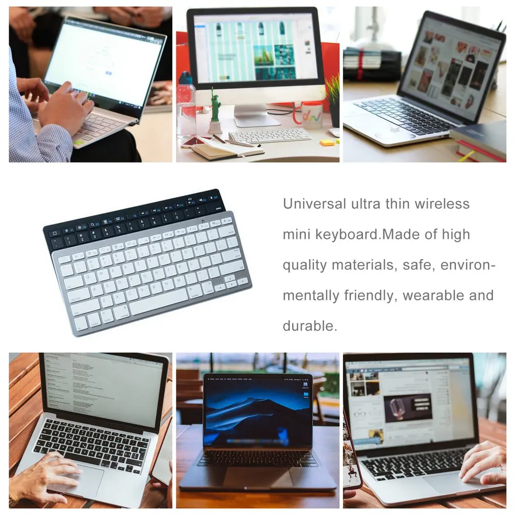 Беспроводная клавиатура для Apple, iPad, iPhone, Android, Mac, Windows, ультра тонкая Универсальная беспроводная клавиатура