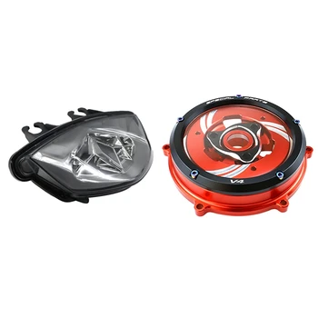 

1 Pcs Motorcycle Sequential LED Tail Lights Black Lens Brake Rear Light & 1 Set Clutch Cover Protector Guard