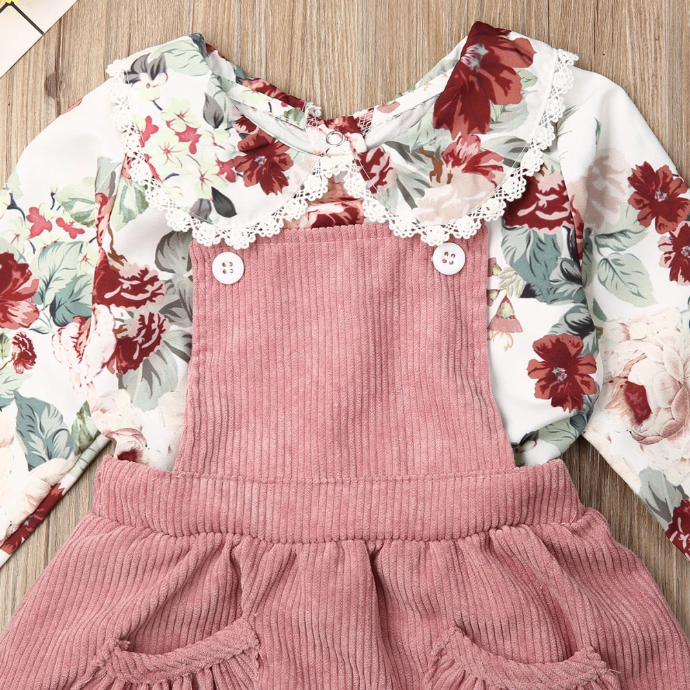 Emmababy, осенняя одежда для малышей, топы с длинными рукавами и цветочным принтом, рубашка, комплект одежды с платьем