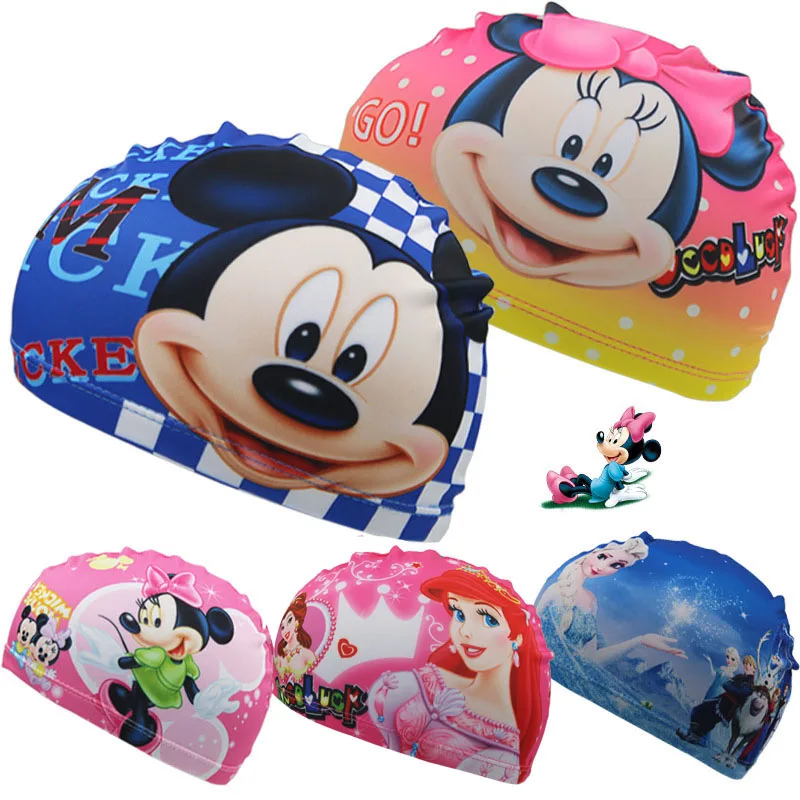 Children Swimming Cap Cute Cartoon Disney Mickey Mouse MC Queen Marvel Spiderman Swim Pool Waterproof Hat for Baby Boys Girls | Детская