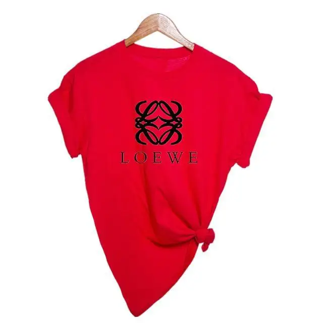 Red-H Новинка Harajuku LOEWE Брендовые женские футболки с принтом повседневные футболки летние женские футболки с коротким рукавом женская одежда - Color: Red-H