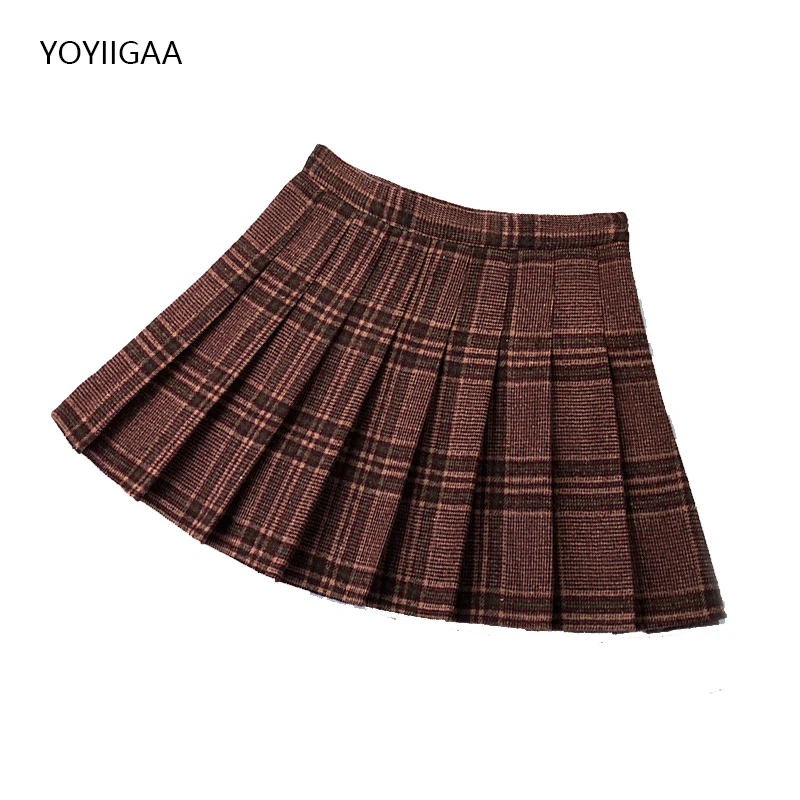 Autumn Winter Women Skirts High Waist Female Pleated Skirt Fashion Chic Girls Dance Mini Skirts Preppy Style Ladies Plaid Skirt