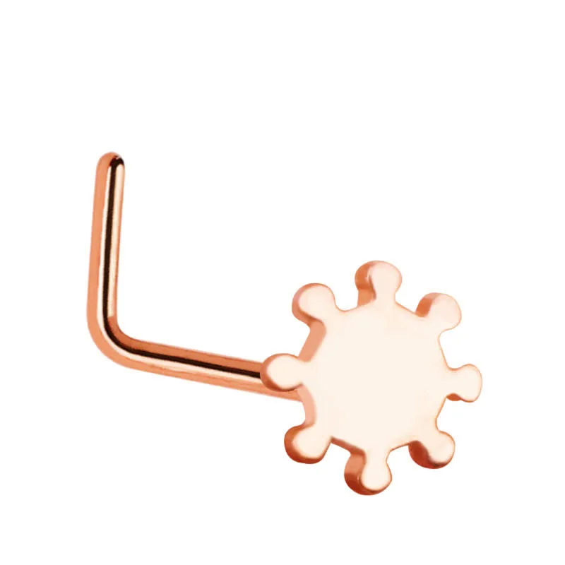 imixlot 8pcs/lots Stainless Steel Fashion Multi-function Nose Rings L Shape Nose Stud Nose Screw Heart Moon Star Sun Anchor Body Piercing Jewelry