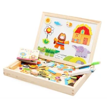 Детские деревянные головоломки, игрушки, животные, многофункциональная детская живопись, магнитная доска-головоломка, детские развивающие игры Монтессори