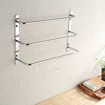 

Towel Rack Towel Holder Hanging Holder 3Layer Stainless Steel Towel Bar Robe Bathroom Shelf Organizer Shower Shelve Silver/Black