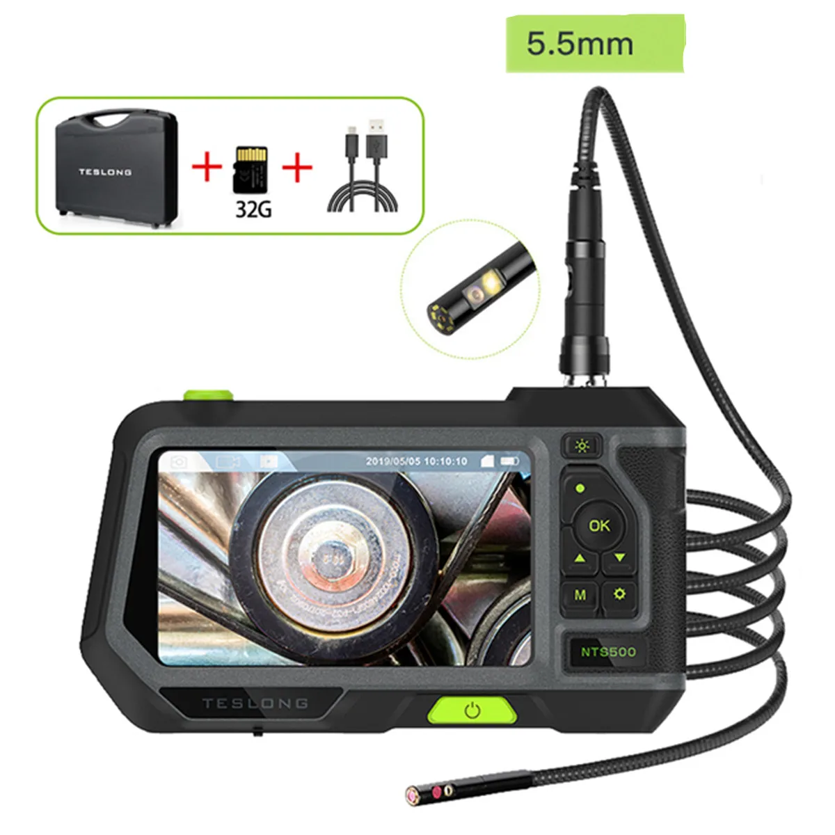 

5Inch 2MP 1080P 3.9mm/5.5mm/ Dual Lens Industrial Handheld Endoscope CMOS Borescope Inspection Otoscope Digital Microscope