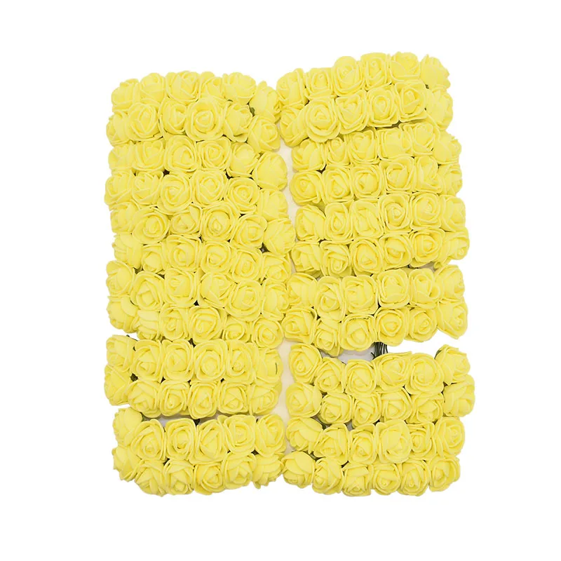 PE19 yellow 72/144 шт 2 см декоративный плюшевый мишка Роза ПЭ пена искусственный цветок букет для дома свадебное украшение Сделай Сам венок искусственный цветок - Цвет: PE19 yellow