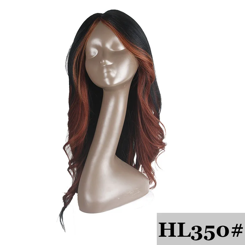 HL350 Эффектом деграде(переход от темного к коричневый блонд Цвет кружевная часть синтетические волосы парики с челкой X-TRESS длинные прямые волосы средней/боковая часть парик для черных Для женщин - Цвет: HL350