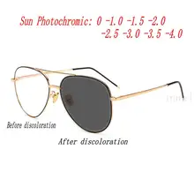 MINCL/близоруких мужчин переход солнце фотохромная линза Металическая оправа "Авиатор" дамы очки для близоруких UV400 NX