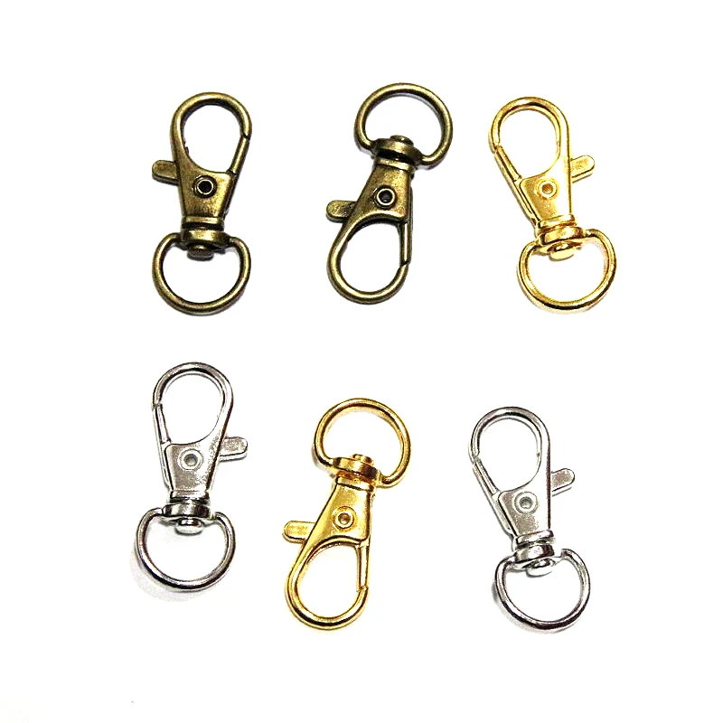 50Pcs Antique Bronze Color Swivel Lobster Clasp Clips Key Hook Keychain