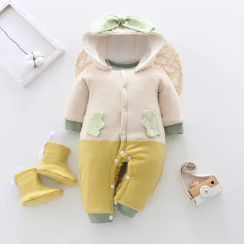 

LZH Baby Clothing 2020 Winter New Baby Romper Thicken Baby Boy Romper Bowknot Children Romper Cotton Baby Girl Romper 0-24 Month