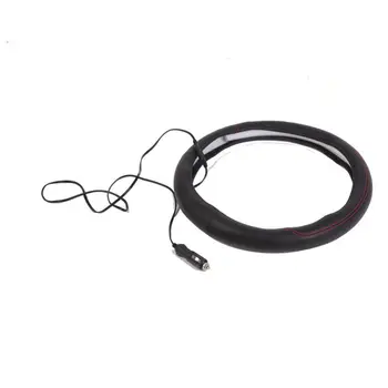

Car Heated Steering Wheel Cover 12V Car Lighter Charger Auto Black Universal Steering Wheel Protector Cover Interior Supplies