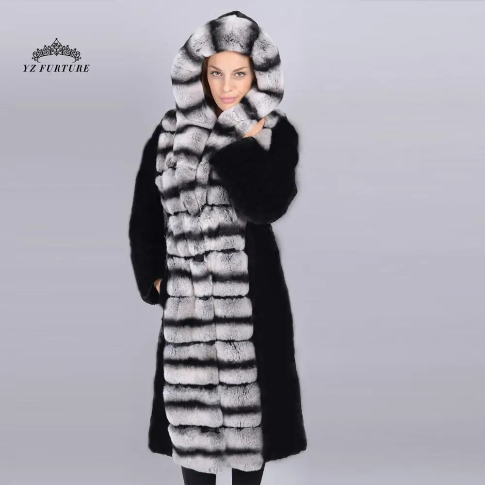 Горячая Распродажа Женская Шиншилла Цвет настоящая натуральная Шуба из кролика Рекс Высокое качество натуральный мех кролика рекс зима