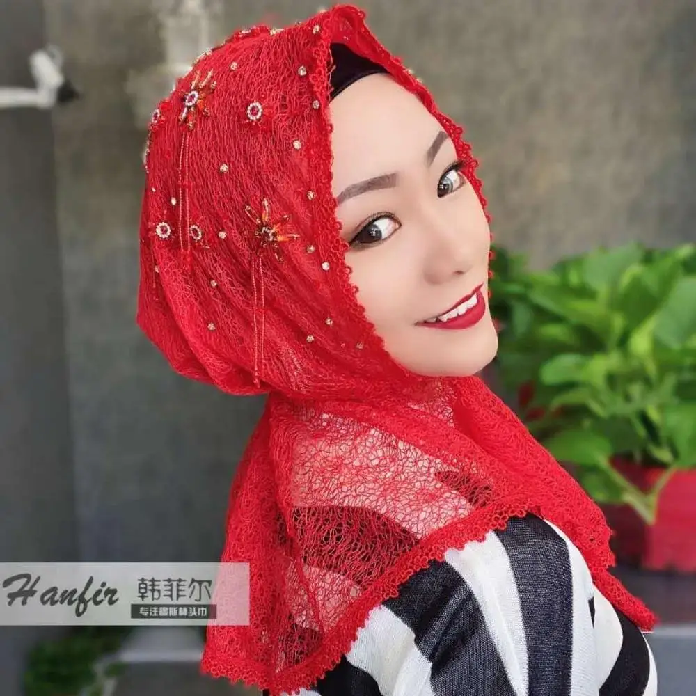 Модные шали для девочек Кружевные Стразы hijabs|chiffon muslim hijab|clothing womanclothing |