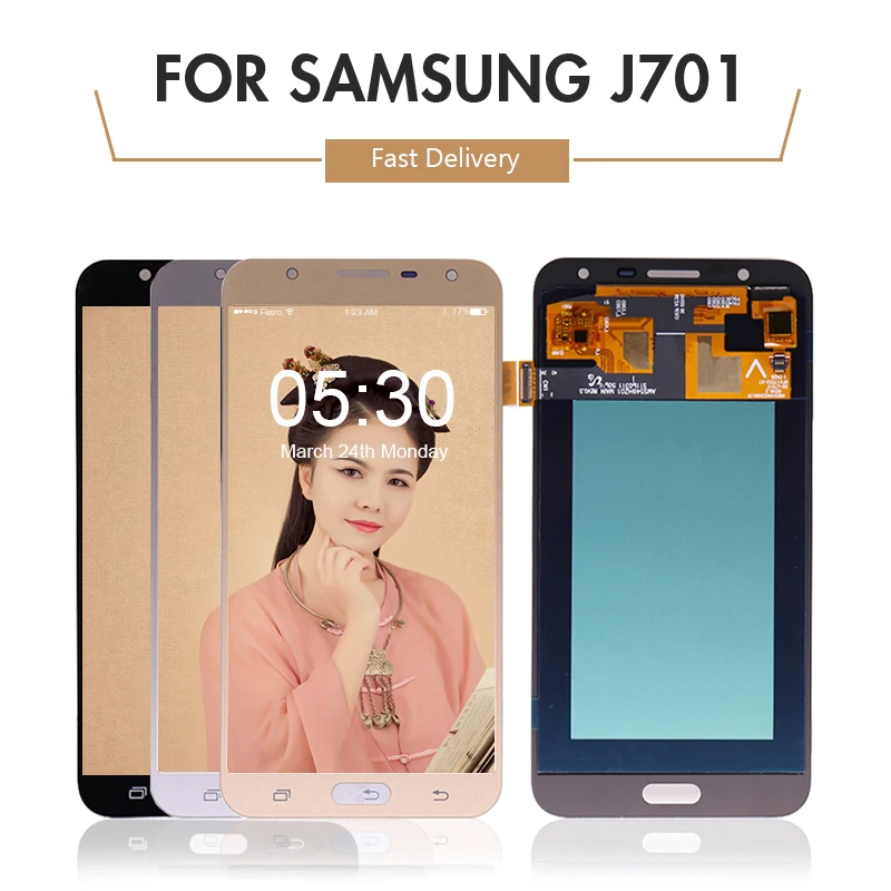 10 шт./лот OLED для samsung Galaxy J7 NEO/J7 core ЖК-дисплей сенсорный сменный экран для samsung J701 DHL EMS