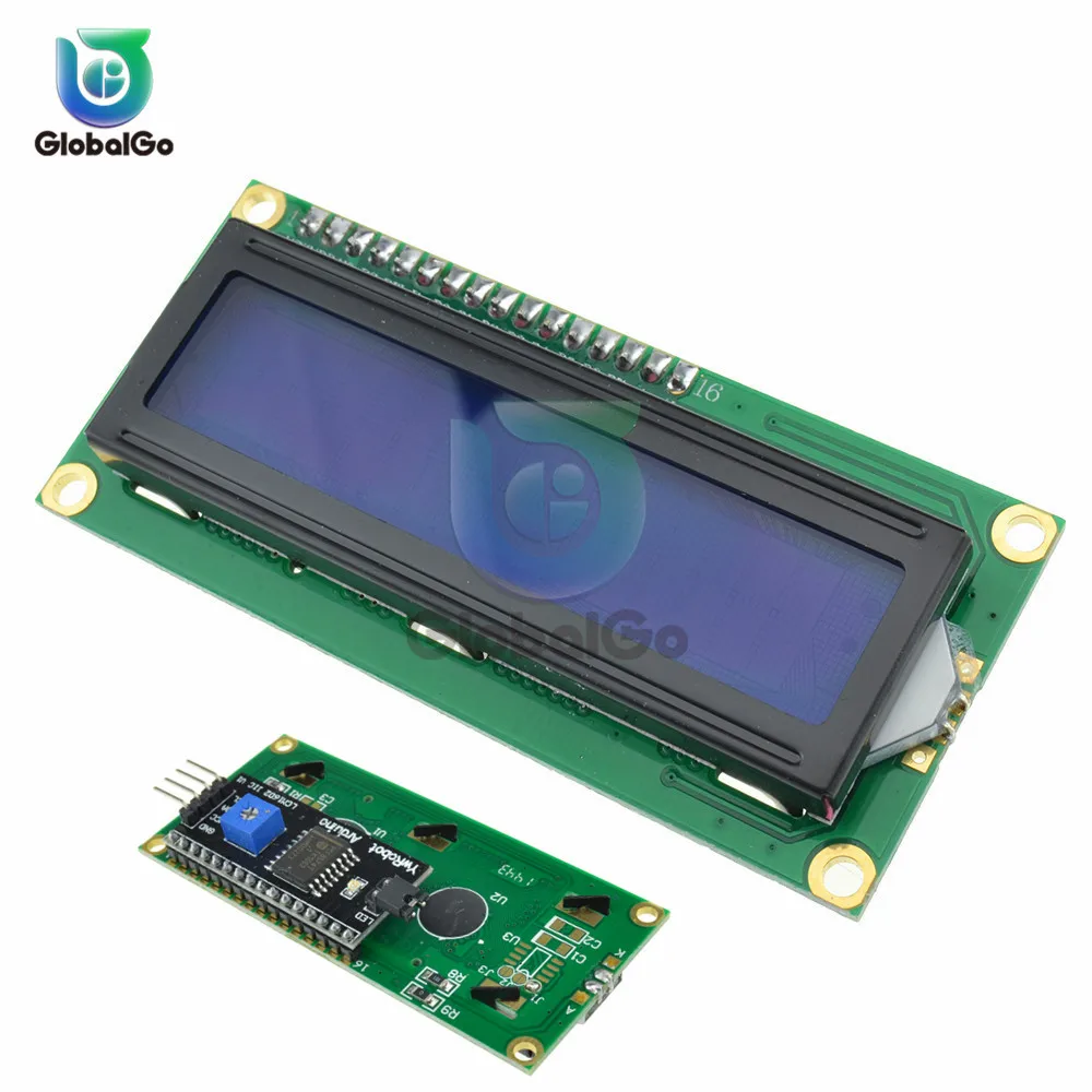 LCD1602 1602 LCD Module Blue Yellow Green Backlight LCD Screen Display With Adapter IIC I2C Interface 5V for arduino - Цвет: With adapter