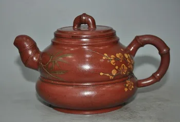 

wedding decoration China Yixing zisha pottery carving Plum blossom calligraphy teapot pot Tea maker
