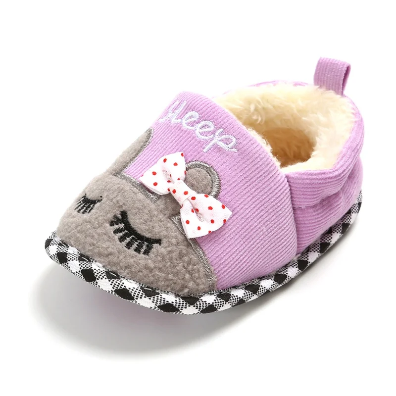 Хлопковая обувь для малышей; Детская домашняя обувь для кроватки; обувь для маленьких мальчиков и девочек с милым кроликом; теплая Домашняя обувь с бантами - Цвет: Z