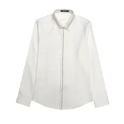 Nova camisa masculina de manga longa moda coreana bonito personalidade linha branco Polegada camisa masculina casual magro camisa