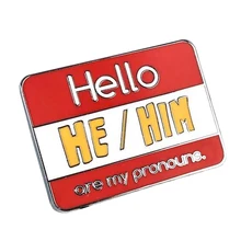 Hola, mi pronombres son que lo pin esmalte de identidad de género placa