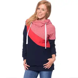 KAVKAS/2018 модные Повседневное Лоскутная Одежда для беременных с длинным рукавом Одежда для кормления с капюшоном для беременных Для женщин
