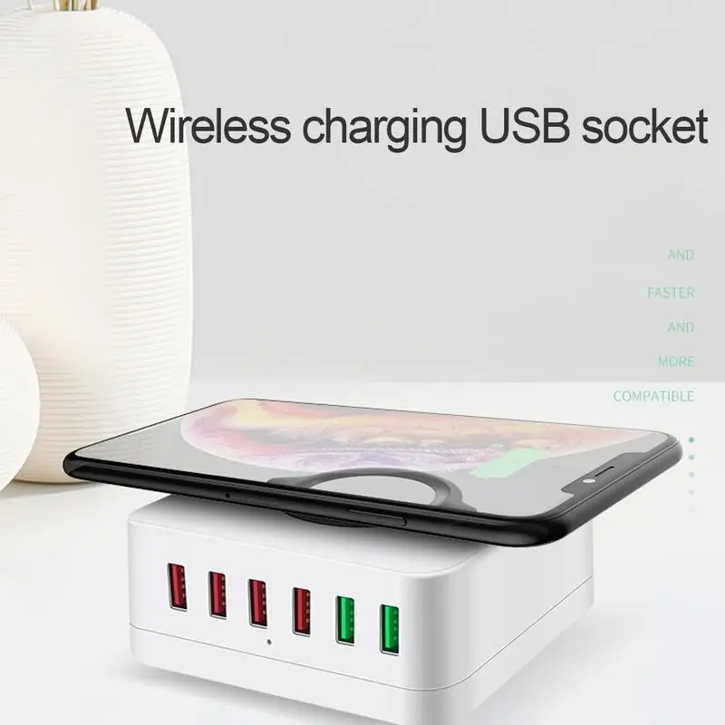 Многофункциональное QC3.0 быстрое USB зарядное устройство 6 портов адаптер док-станция для Iphone планшета Беспроводное зарядное устройство для телефона Быстрая зарядка