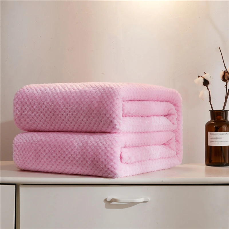 Soft Warm Flannel Blankets For Beds Solid Pink Blue Coral Fleece Mink Throw Sofa Cover Bedspread Fluffy Plaid Blankets-1