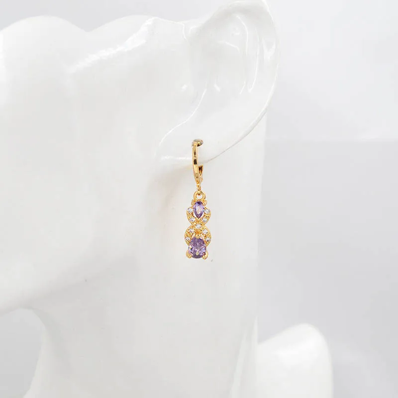 purple Bague Ringen, натуральная 925 пробы, висячие серьги с зеленым Перидотом, элегантные драгоценные камни, свадебные украшения для женщин, подарок - Цвет камня: purple