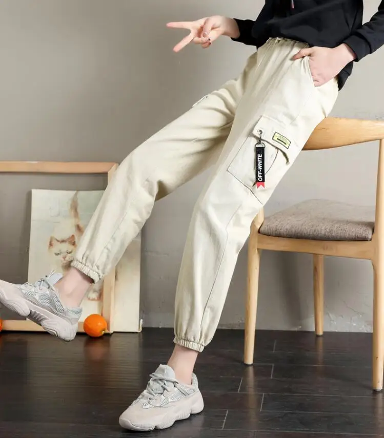 Новые повседневные женские брюки карго, женская одежда, брюки длиной до щиколотки, брюки-карандаш, Модные свободные женские штаны для бега