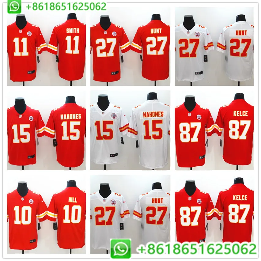 

Sewn 2018 Men Kansas City Patrick Mahomes II Travis Kelce Kareem Hunt Tyreek Hill Vapor Untouchable Limited Player Jersey