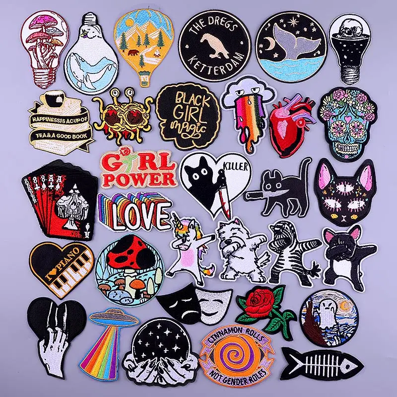Unicorn Dog Patch Iron On Patches For Clothing Thermoadhesive DIY Hippie Clothes Stickers Applique Fusible Badge | Дом и сад
