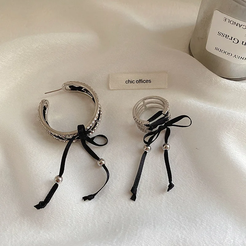 Женское кольцо Minar с бусинами в стиле ретро черное массивное для Стразы |