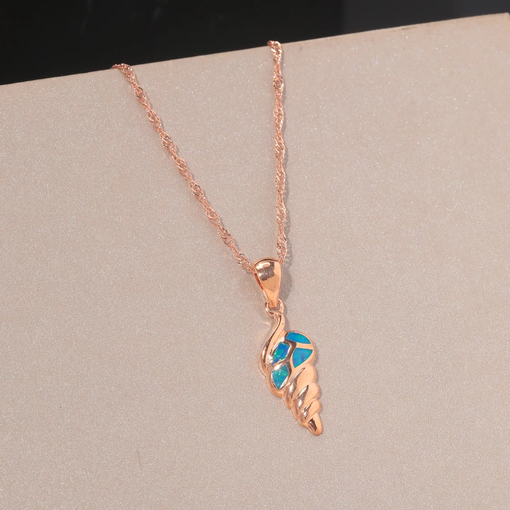 CiNily Created Blue Fire Opal Cubic Zirconia Rose Gold Color Wholesale HOT for Women Jewelry Pendant Earrings Jewelry Set OT123