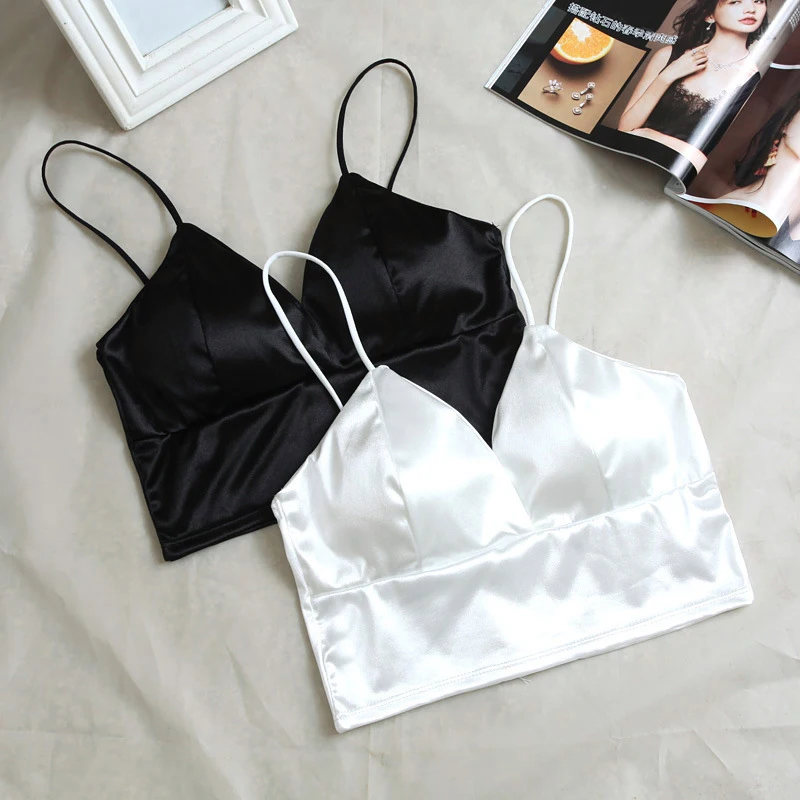 Женский сексуальный атласный трикотажный топ без косточек женская футболка на