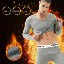 Fanceey V образным вырезом зимнее термобелье для мужчин кальсоны для мужчин осень зима рубашка брюки наборы теплый толстый плюс бархат Размер M-XXXL