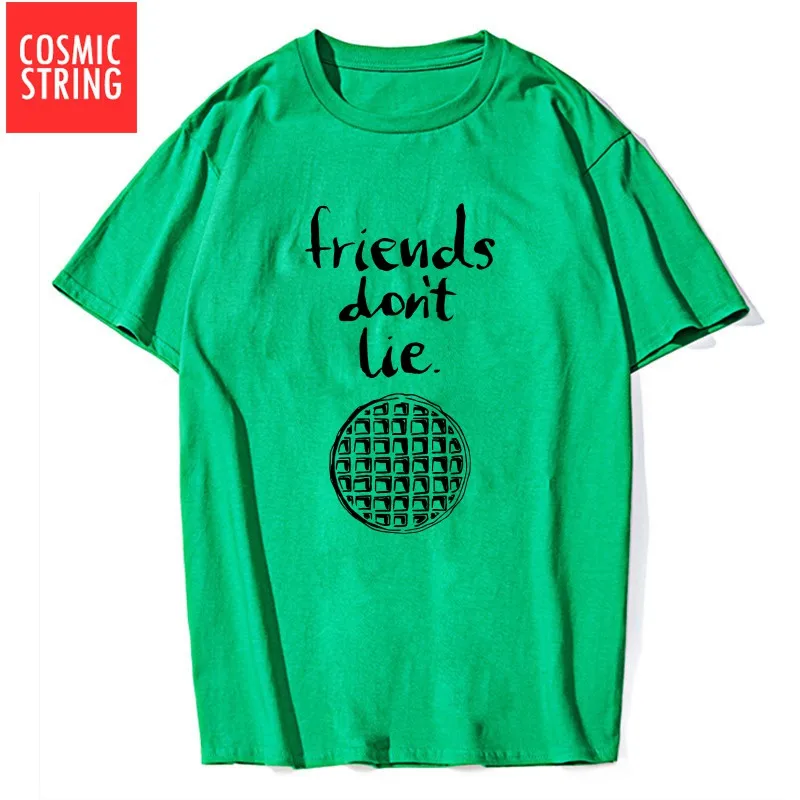 ST0201CS-GREEN COSMIC STRING, хлопок, короткий рукав, странные вещи, Мужская футболка, повседневная, летняя, друзья, не лгут, футболка с круглым вырезом, Мужская футболка - Цвет: ST0201CS-GREEN