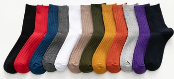 

250pairs/lot new fashion men's casual plain color Vertical stripes crew sock