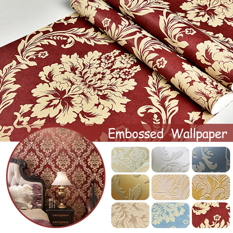 Luxury Thicken Non-Woven Fabric Wallpaper Bedroom Living room Background Floral Pattern 3D Textured Embossed Wall Paper Decor