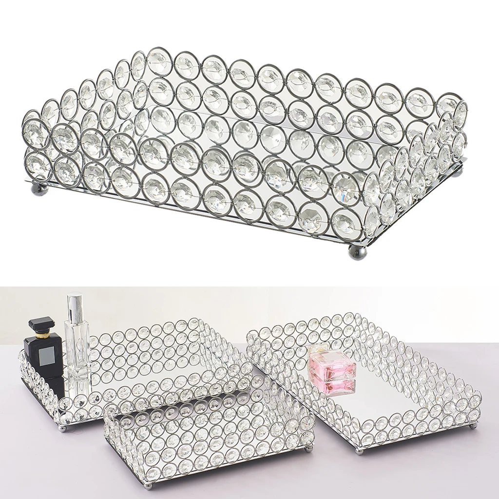 Mirrored Vanity Tray Jewelry Cosmetic Perfume Bottle Decorative Tray Tray