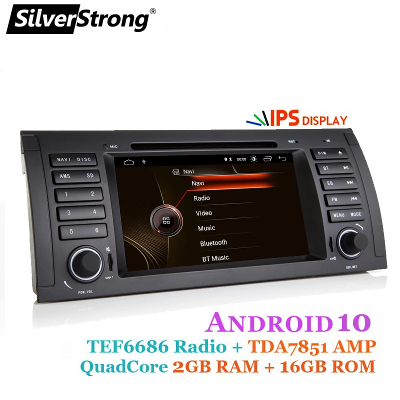SilverStrong Android 10 четырехъядерный 1Din 7 дюймовый автомобильный DVD плеер для BMW E39 E53 X5 dvd