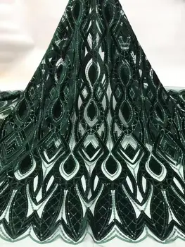 

2019 Promotion! High quality green gold nigerian french lace african lace fabric for party dress.5 yards/lot Free shipping