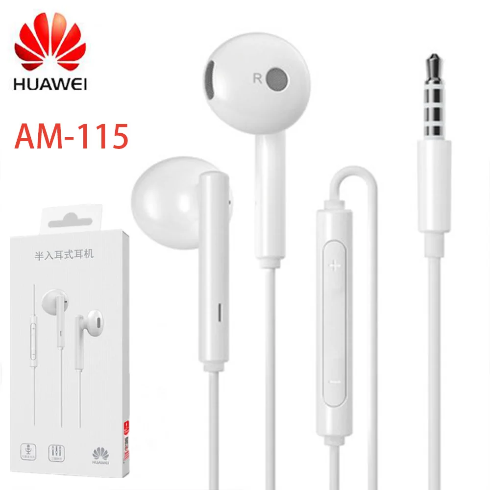 Оригинальные металлические наушники Huawei AM115 с микрофоном и регулировкой