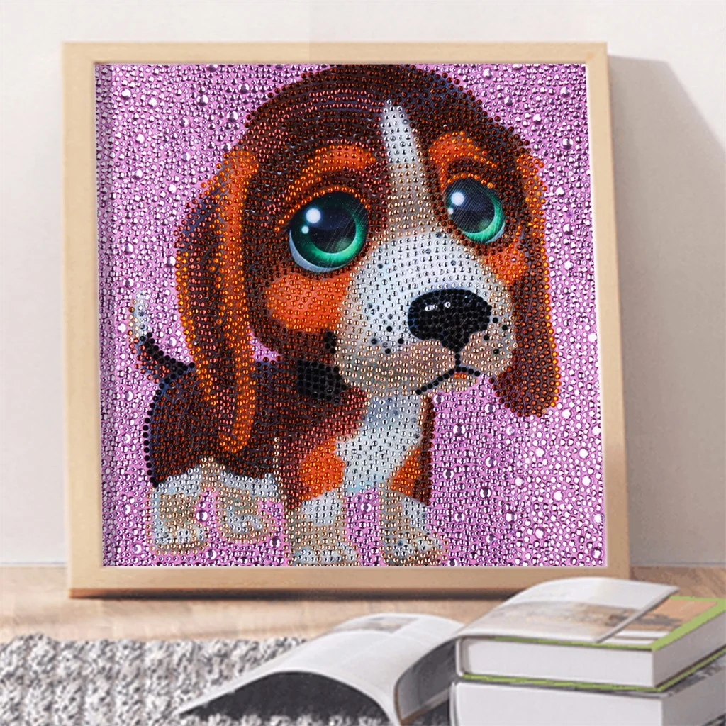 5d Diy Cute Brown Dog Diamond Painting Cross Stitch Wall Decor